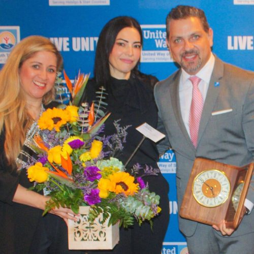 Pictured L-R: Blanca I. Villalobos, IBC Bank, UW Board Member; Cristina Paz; Gerardo Paz, South Texas FCU, South Texas Hero Award Recipient.